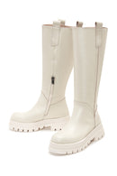 Women's Beige Leather Zippered Thick Soled Boots | Derimod