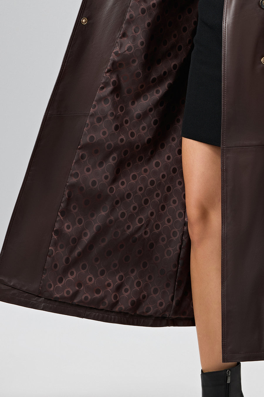 Jenny -X Women's Brown Belt Detailed Leather Trench Coat
