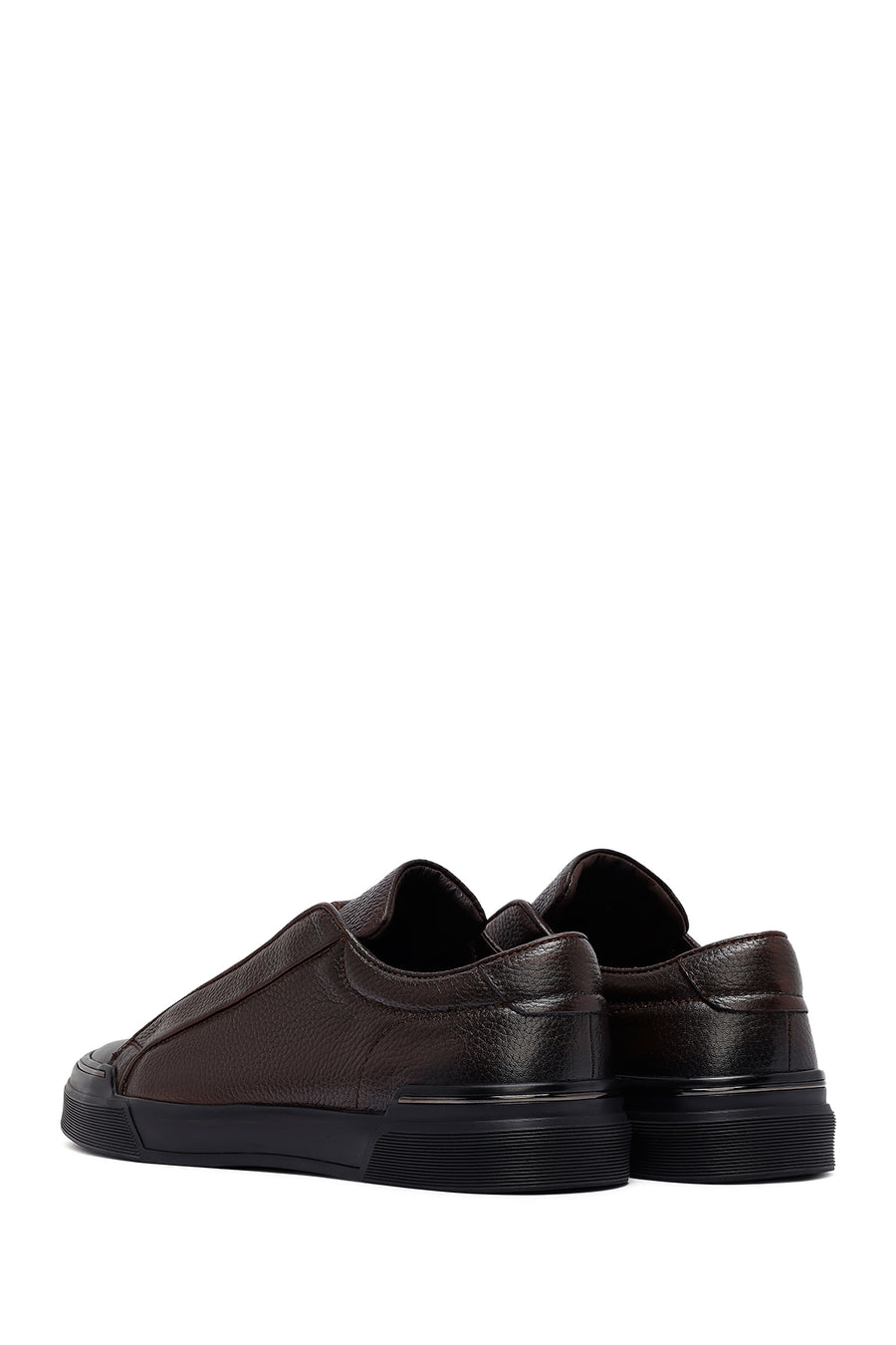 Men's Brown Lace-Up Leather Sneakers