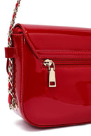 Women's Red Long Strap Patent Leather Crossbody Bag | Derimod