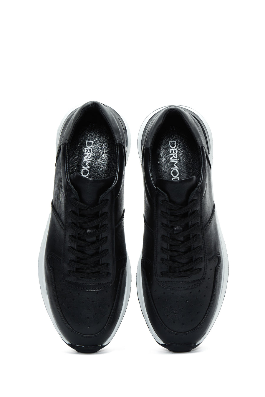 Men's Black Lace-Up Leather Casual Sneaker
