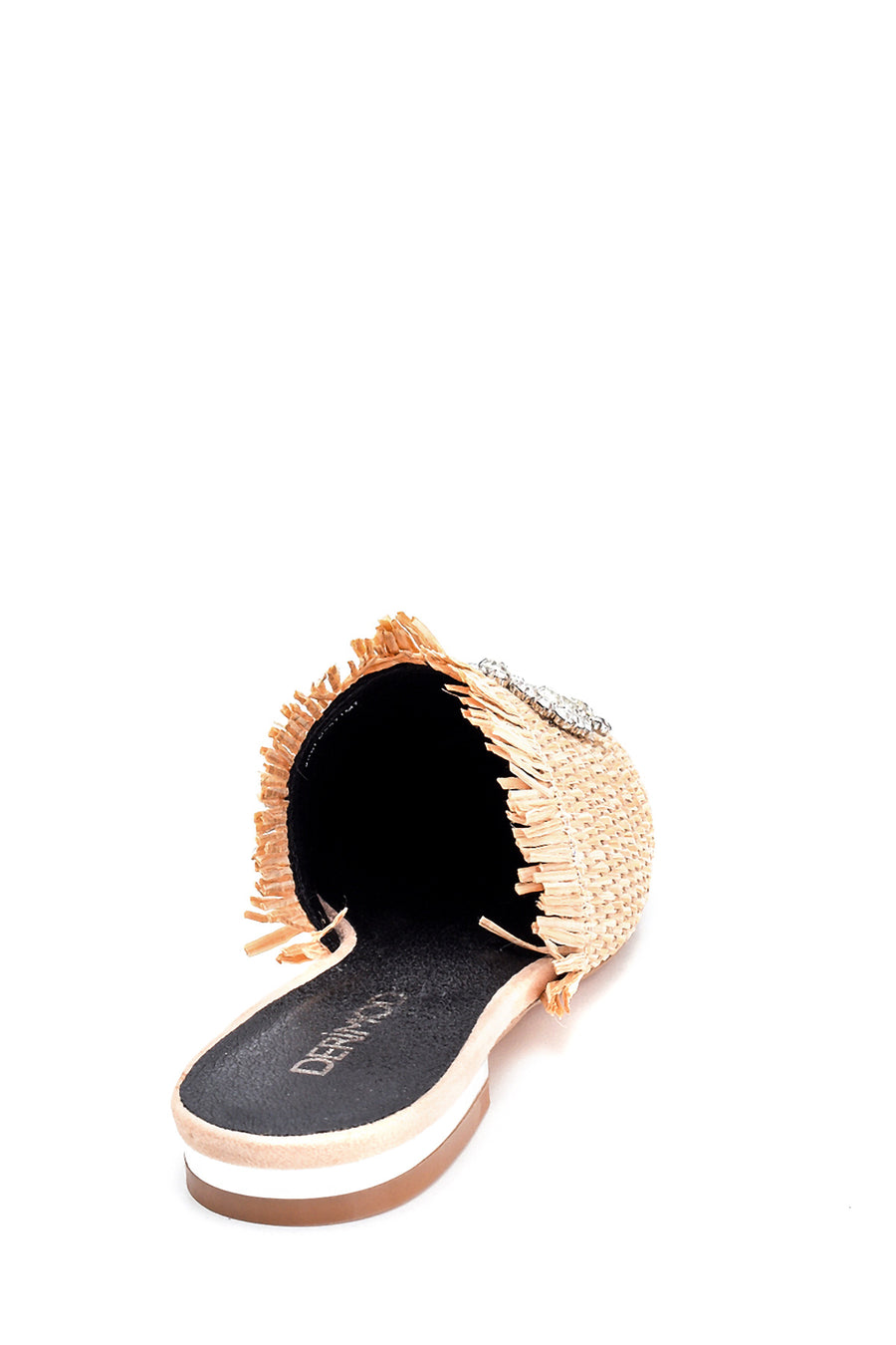 Women's Stone Detailed Straw Slippers
