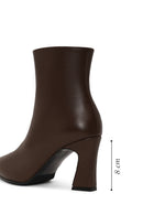 Woman Brown Zip Closure Chunky Heeled Leather Boots | Derimod