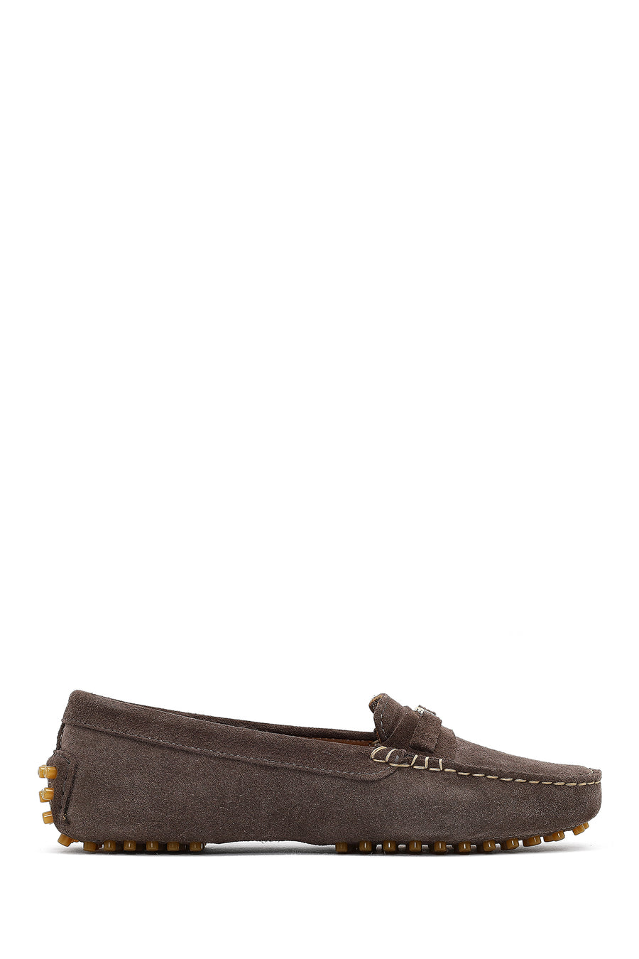 Women Mink Buckled Suede Leather Loafer 25AFD141710 | Derimod
