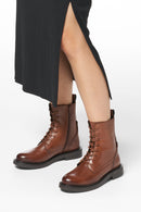 Geox Women's Tan Serilda Laced Leather Boots | Derimod