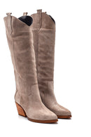 Women's Suede Leather Heeled Cowboy Boots | Derimod