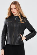 Marlyn Women's Black Short Leather Jacket | Derimod