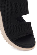 Women's Black Strapped Thick-Soled Fabric Sandals | Derimod