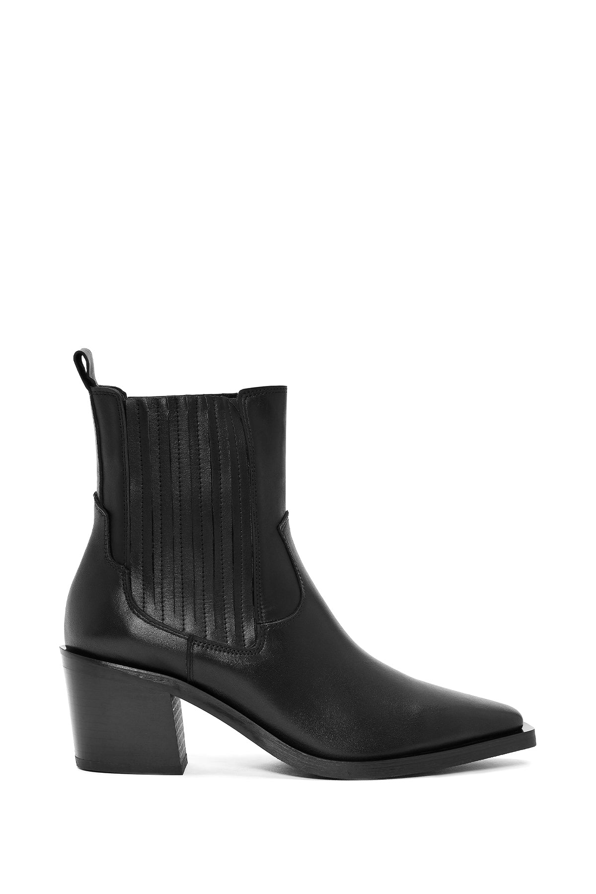 Woman Black Thick-Heeled Leather Cowboy Boots WF170011DV | Derimod