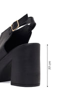 Women's Black Ankle Buckle Platform High Thick Heel Leather Sandals | Derimod