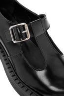 Women's Black Leather Strap Masculine Shoes | Derimod