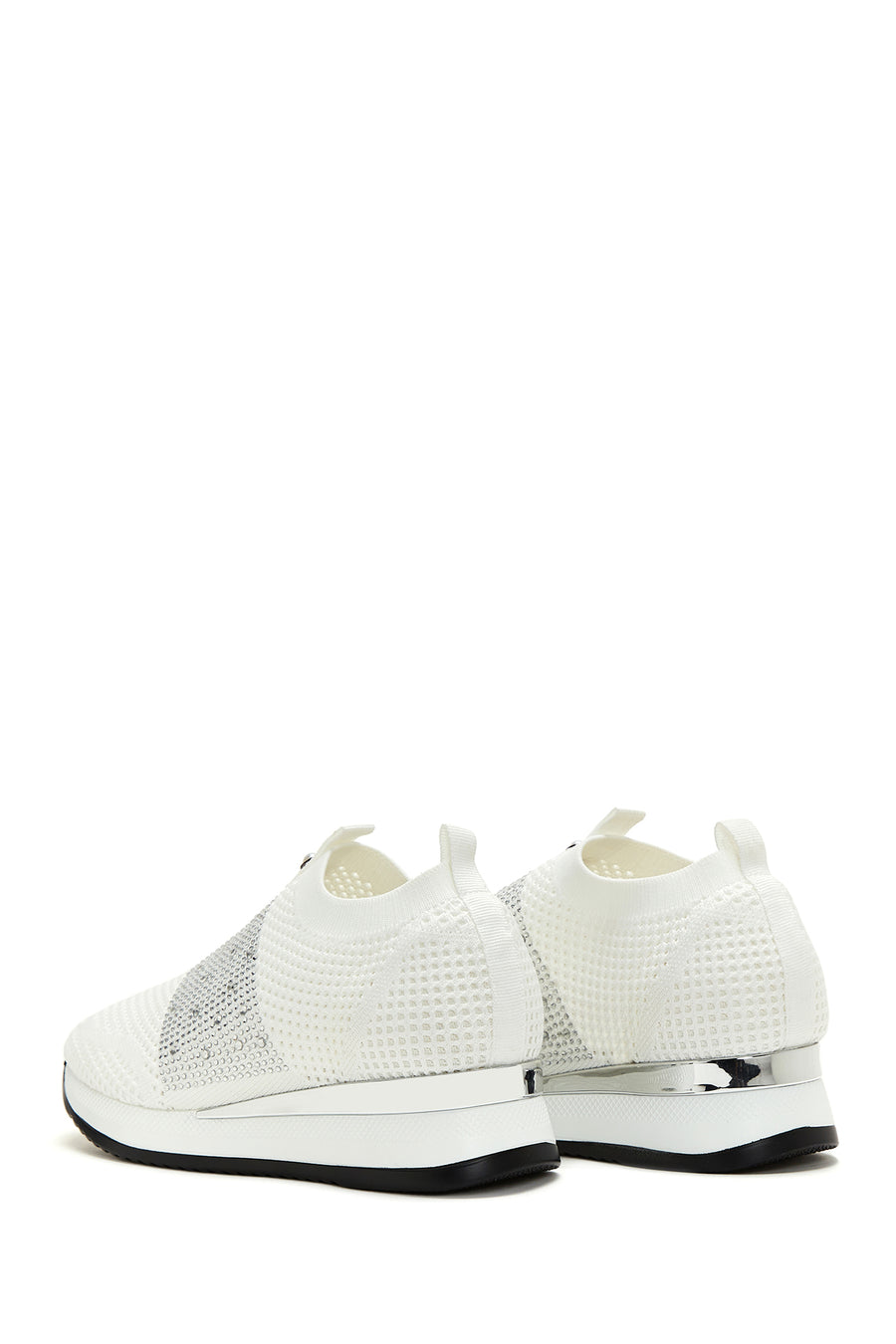 Kadın Beyaz Taşlı Kalın Tabanlı Sneaker