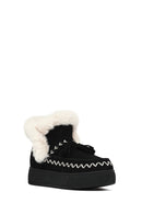 Women's Black Chunky Sole Tassel Suede Teddy Boots | Derimod