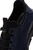Men's Navy Blue Leather Casual Sneaker | Derimod