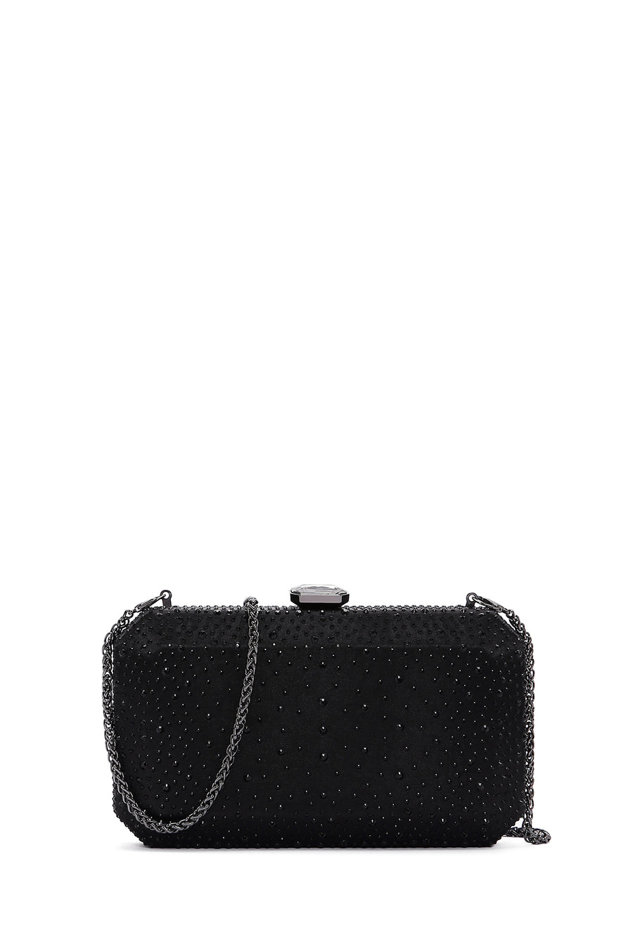Women's Black Long Chain Strap Stone Evening Mini Clutch Bag 25SBD27006F | Derimod