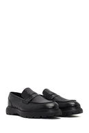 Men's Black Thick-Soled Leather Loafer | Derimod