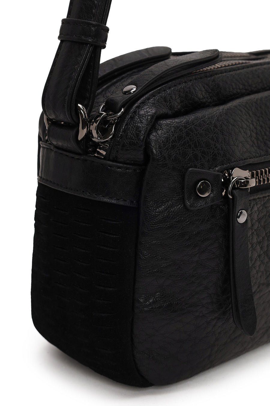 Woman Black Long-Strap Crossbody Bag