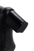 Women's Black Thick Heeled Zippered Leather Boots | Derimod