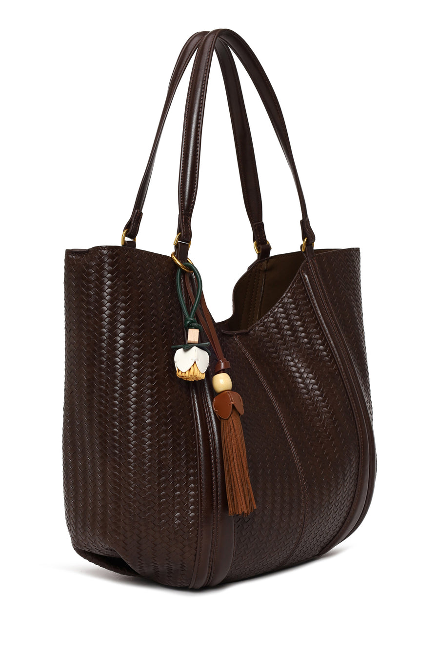 Woman Brown Accessory-Detail Printed Shoulder Bag