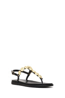 Woman Black Buckled Toe-Post Sandal | Derimod