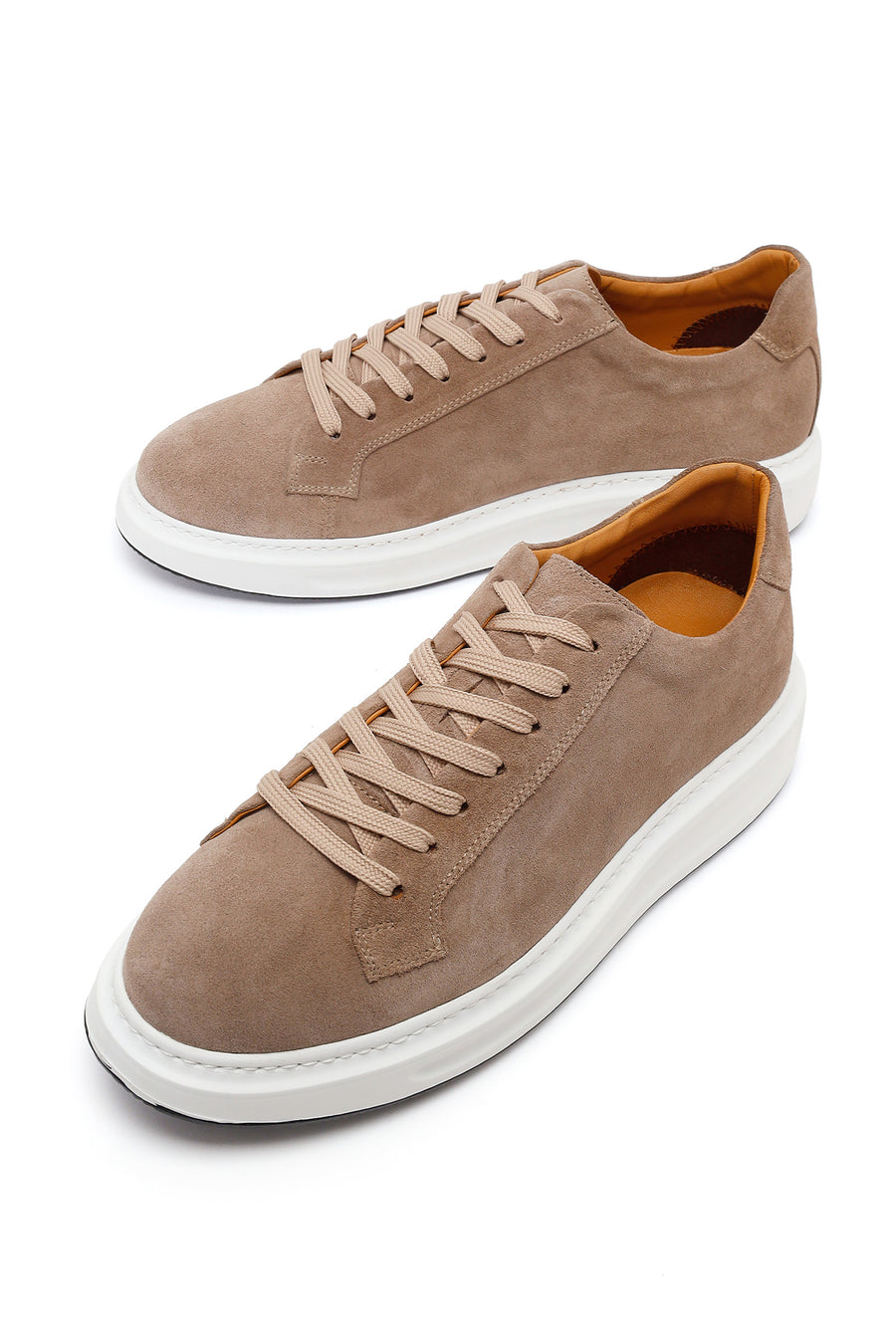 Erkek Bej Bağcıklı Süet Deri Sneaker