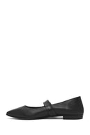 Women's Black Buckle Leather Ballerinas | Derimod