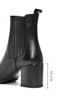 Women's Black Thick Heeled Leather Chelsea Boots | Derimod