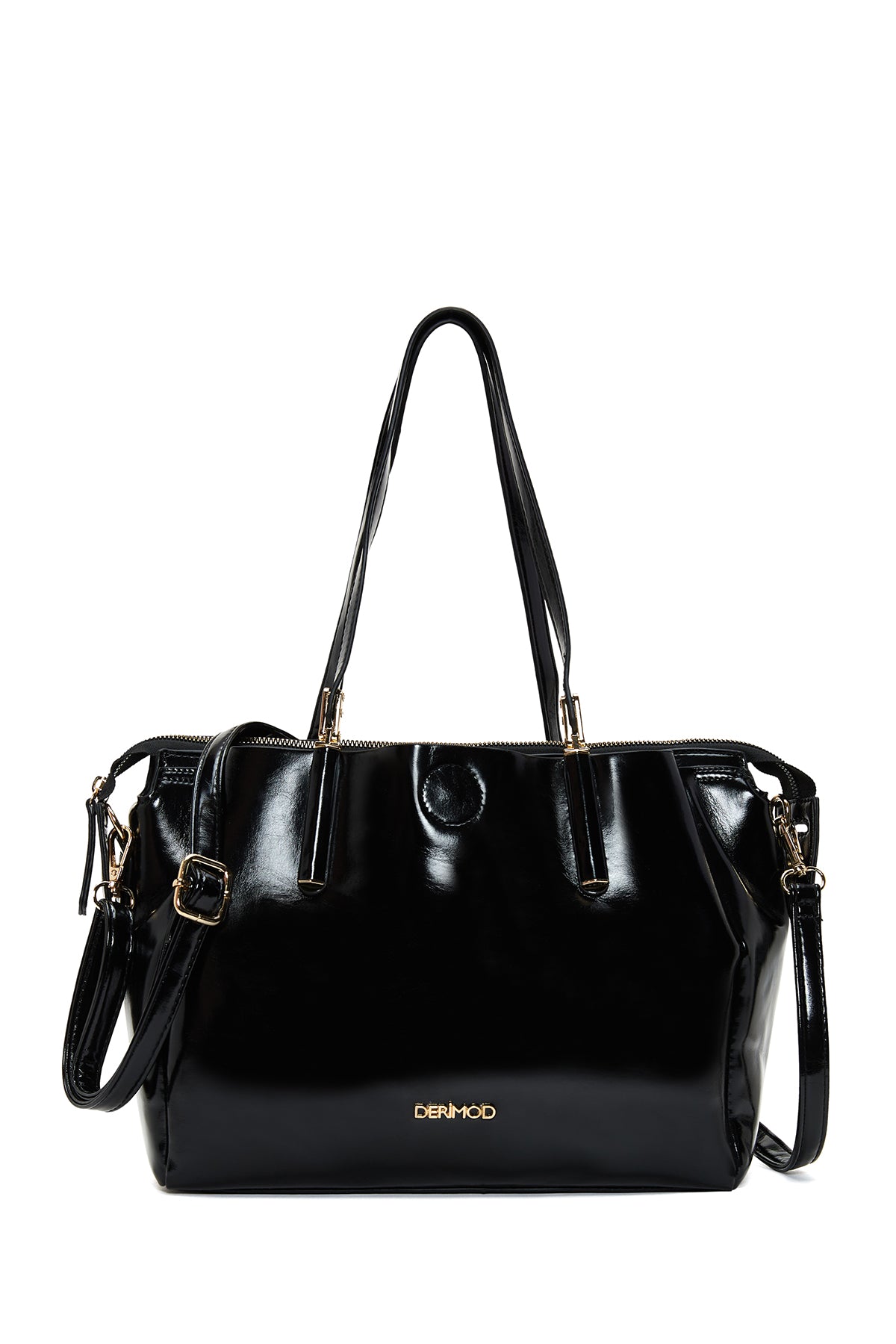 Women's Black Patent Leather Classic Shoulder Bag 22WBD261823 | Derimod