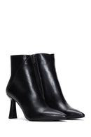 Woman Black Zip Closure Stiletto Heel Leather Boots | Derimod