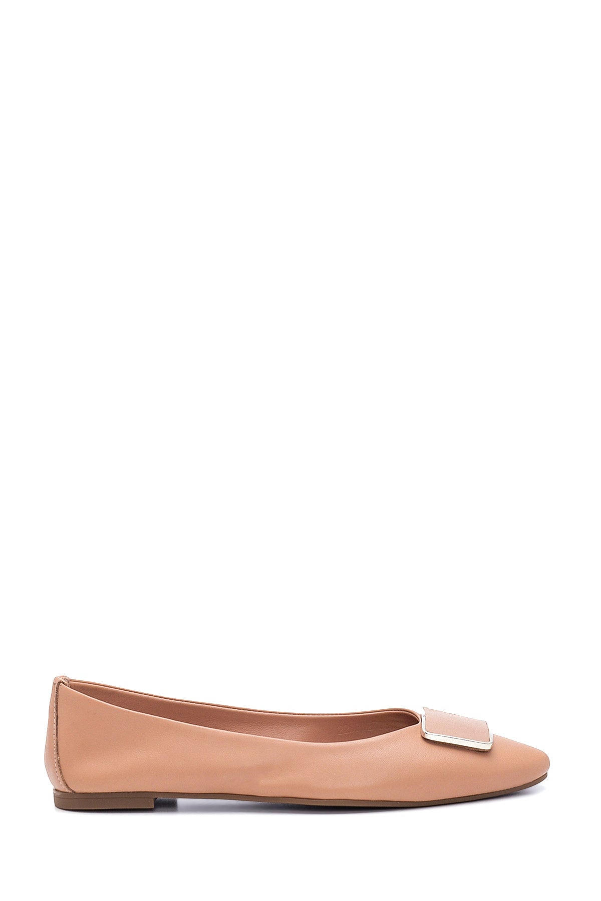 Women's Beige Leather Buckled Ballerinas 22SFD270618 | Derimod