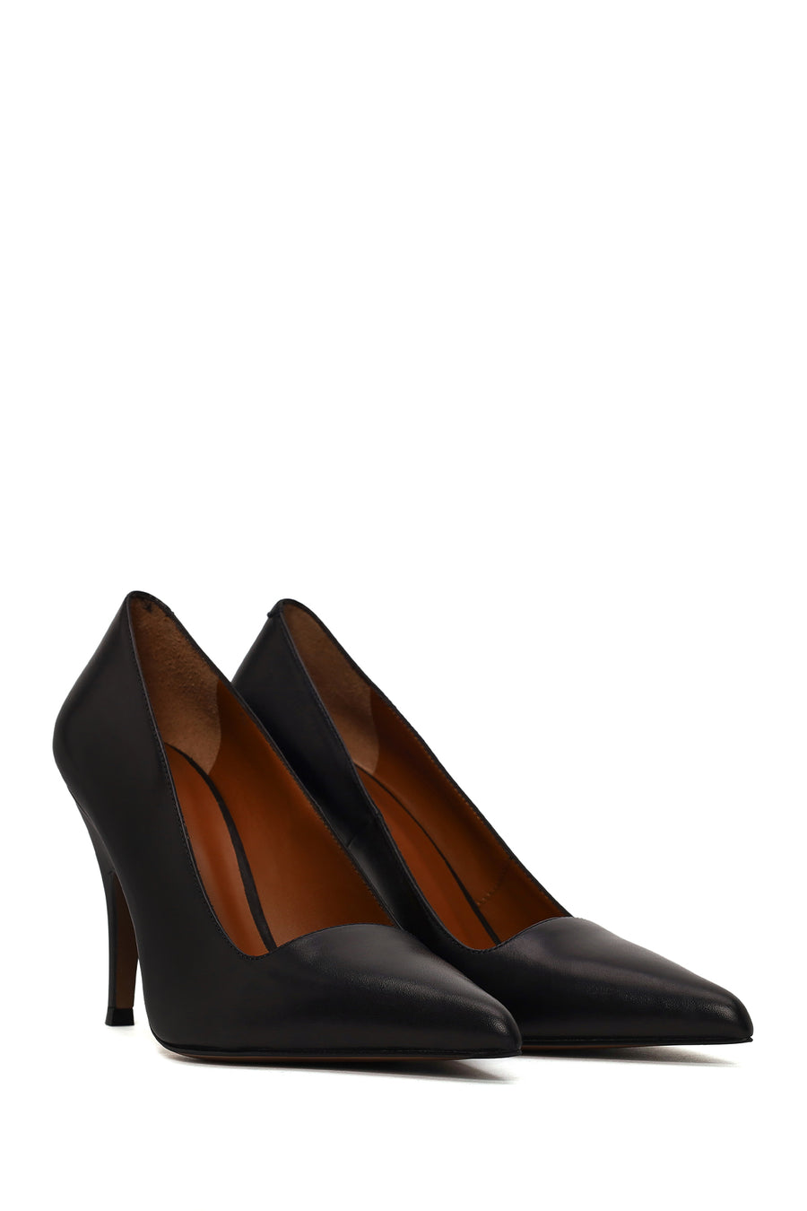Kadın Siyah İnce Topuklu Deri Stiletto
