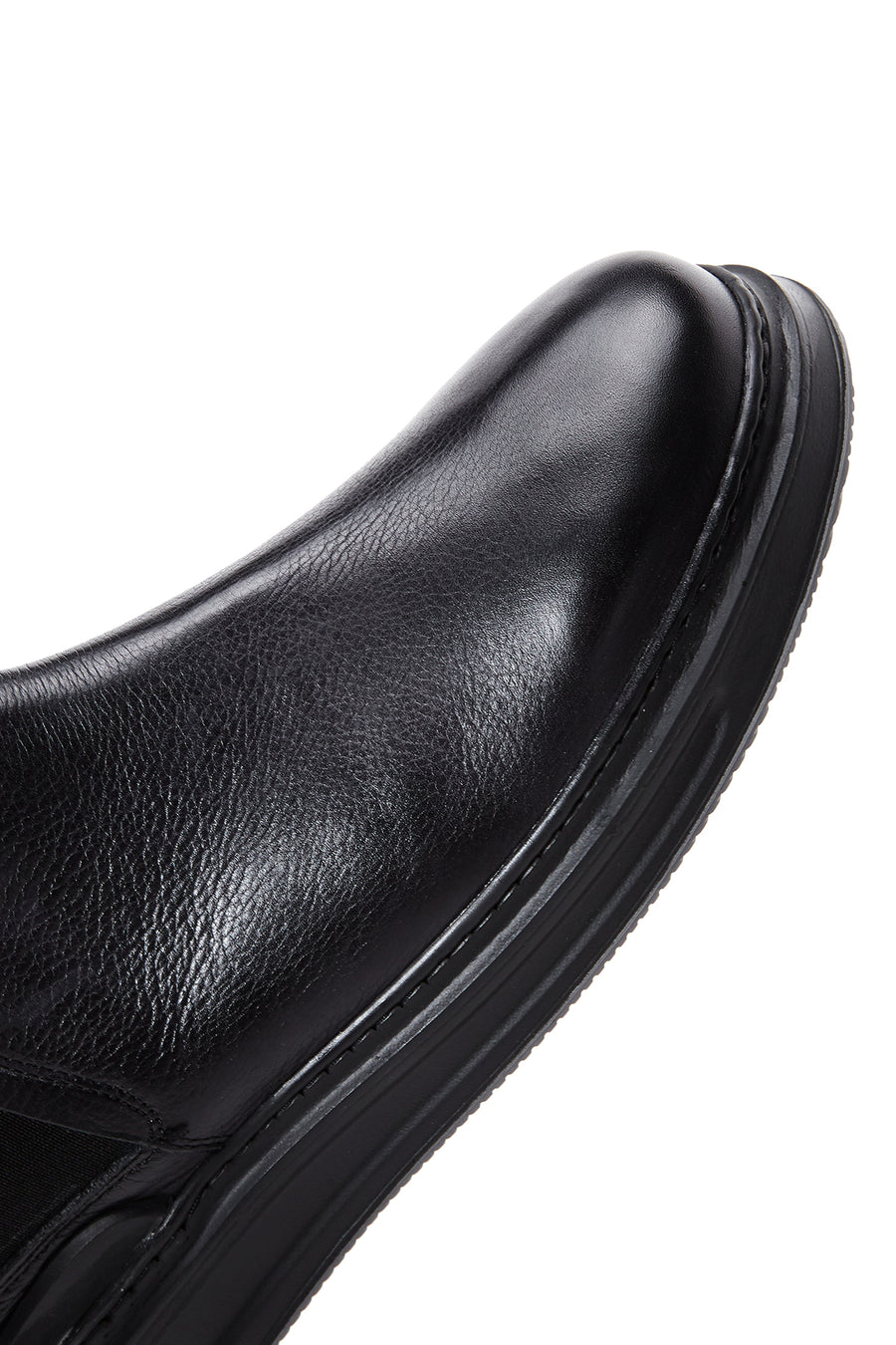 Men's Black Leather Flat Chelsea Boots