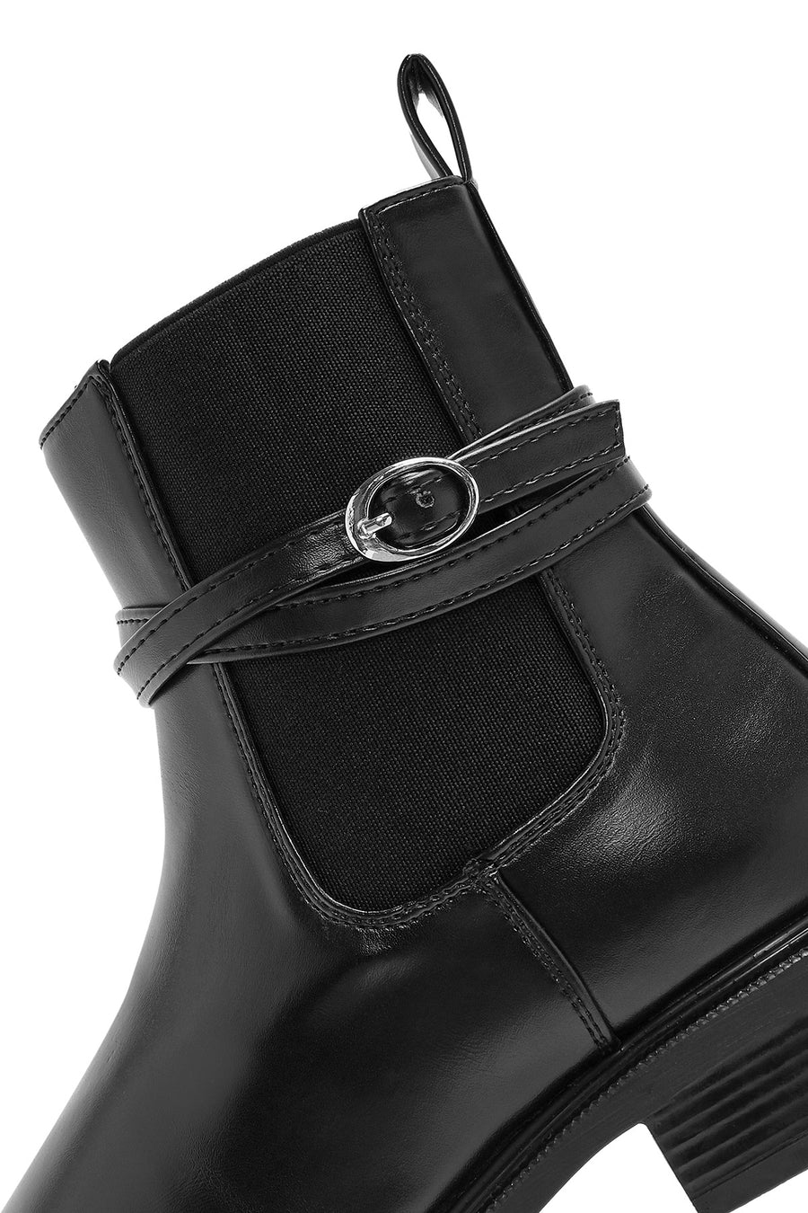 Women's Black Zippered Buckle Detailed Boots