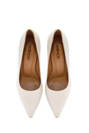 Women's Beige Heeled Leather Stiletto | Derimod