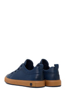 Erkek Lacivert Bağcıklı Deri Sneaker | Derimod
