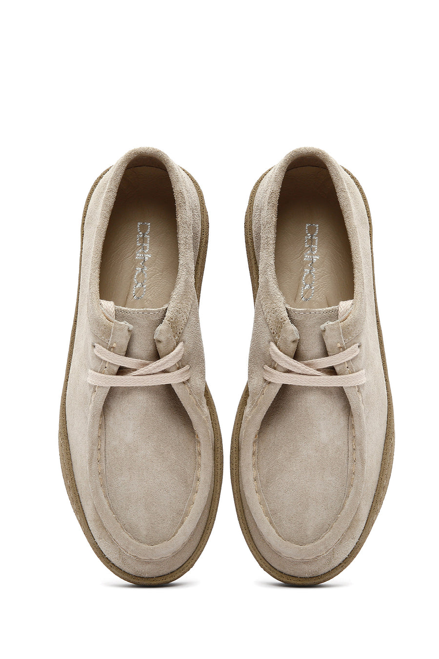 Women's Beige Suede Leather Masculine Shoes