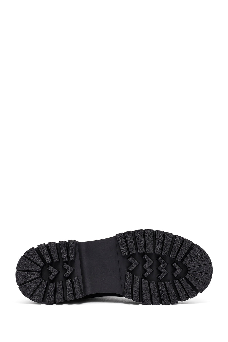 Woman Black Thick-Soled Leather Chelsea Boots