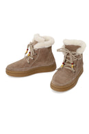 Woman Mink Lace-Up Thick-Soled Suede Teddy Boots | Derimod