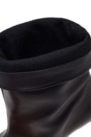 Woman Black Thin High-Heeled Leather Boots | Derimod