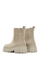 Women's Beige Suede Leather Chelsea Boots | Derimod
