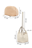 Woman Cream Casual Leather Shoulder Bag | Derimod