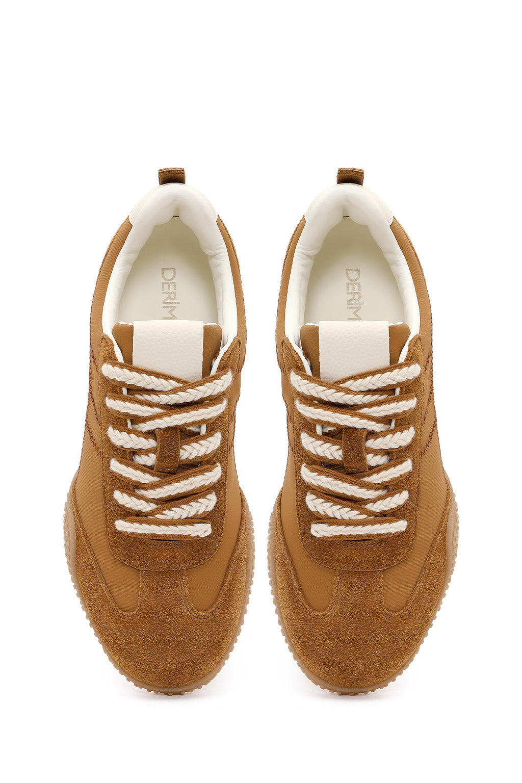 Kadın Taba Bağcıklı Deri Sneaker