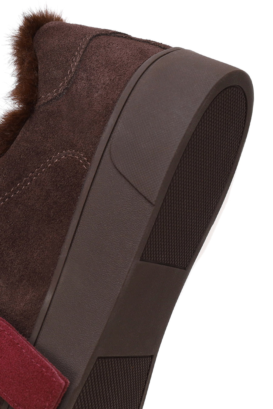 Woman Brown Lace-Up Charmed Suede Teddy Sneaker