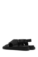 Women's Black Elastic Leather Sandals | Derimod