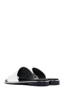 Women's Silver Metallic Leather Slippers | Derimod