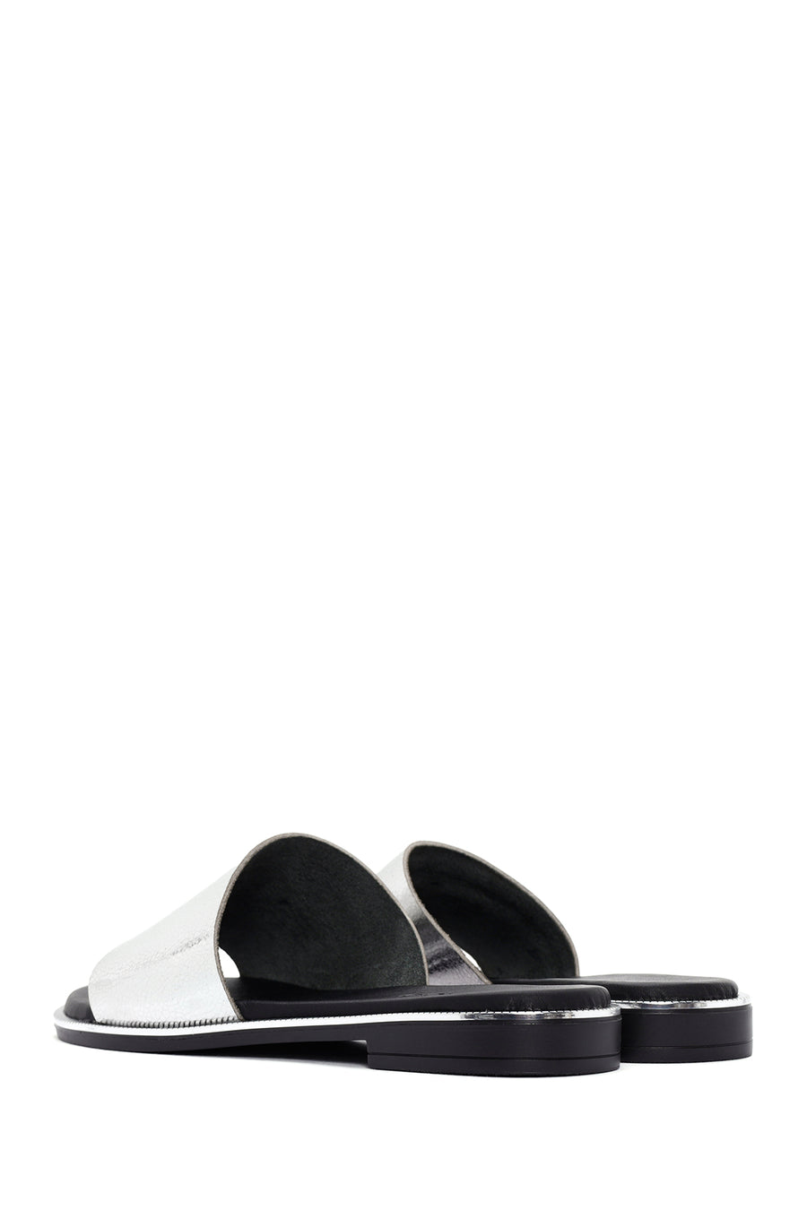 Women's Silver Metallic Leather Slippers