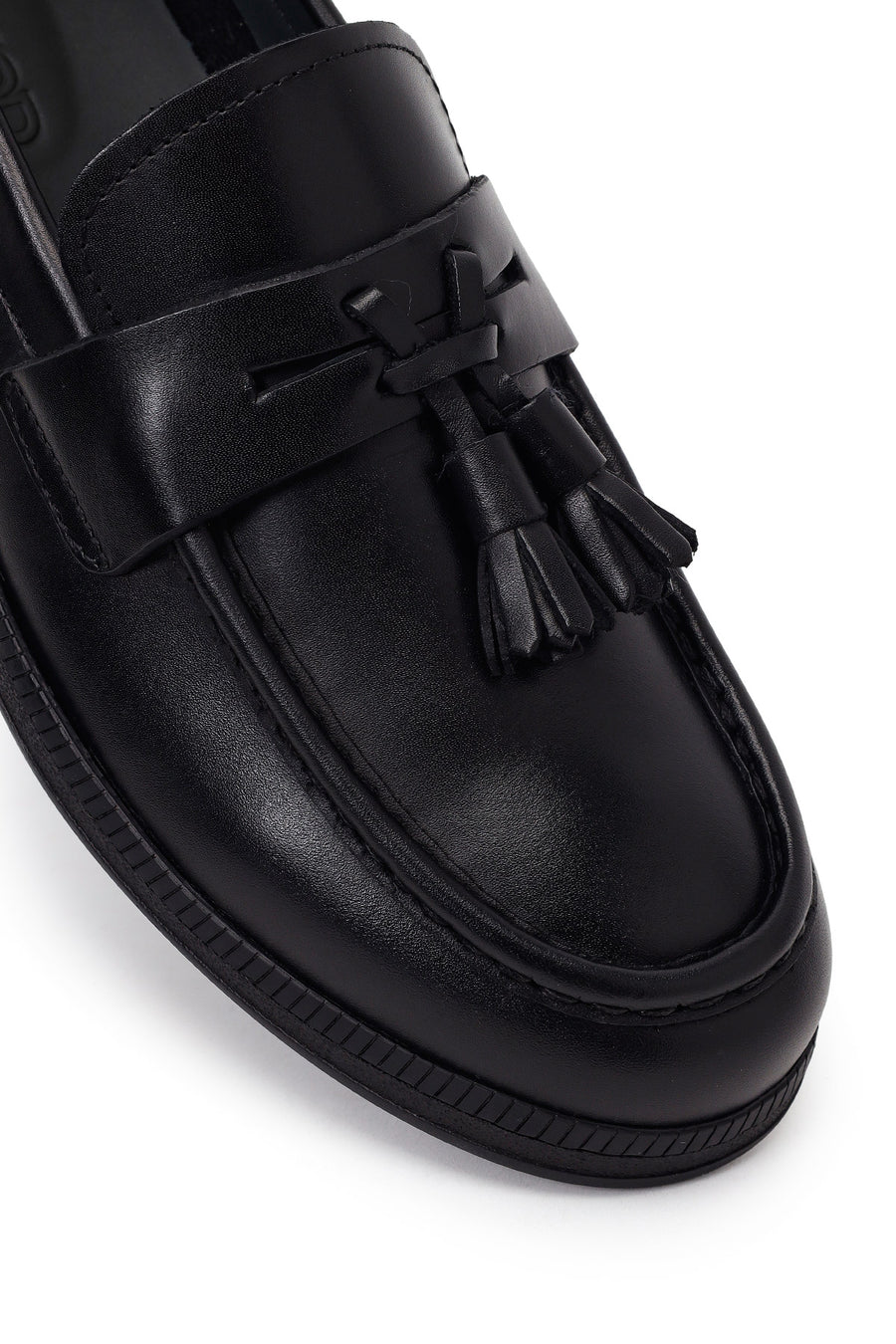 Erkek Siyah Püsküllü Deri Casual Loafer