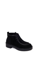 Woman Black Lace-Up Thick-Soled Suede Boots | Derimod