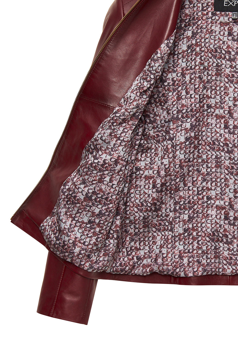 Lydia Women's Red Regular Short Leather Jacket