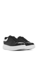 Men's Black Lace-up Thick-Sole Leather Sneaker | Derimod